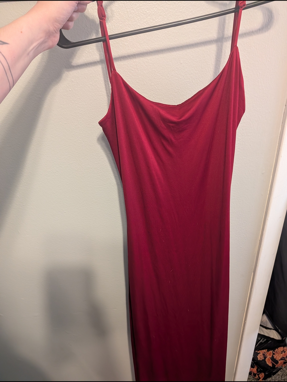 Sleek Red Slip Midi Dress